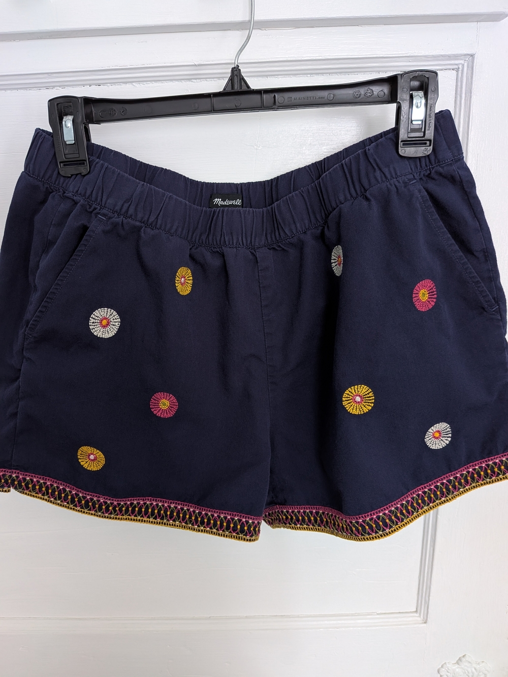 Madewell Women's Navy Boho Floral Embroidered Cotton Shorts Women's Size Medium